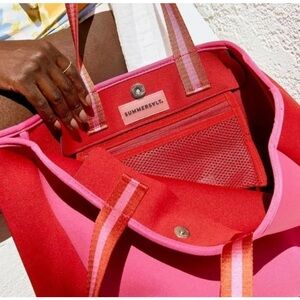 SUMMERSALT Neoprene Pink & Red Beach Pool Bag Tote
